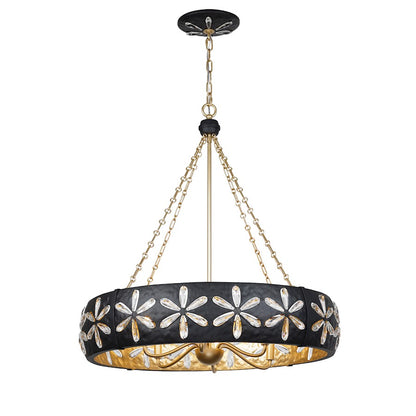 6 Light Chandelier, Metropolis Black