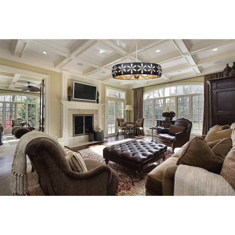 6 Light Chandelier, Metropolis Black