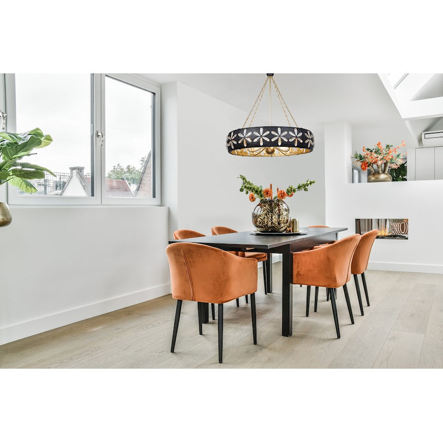 6 Light Chandelier, Metropolis Black