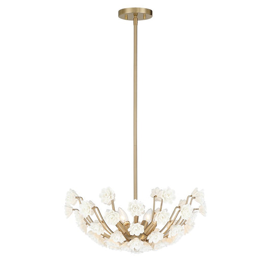 Savoy House Flores 4 Lt Chandelier, Noble Brass