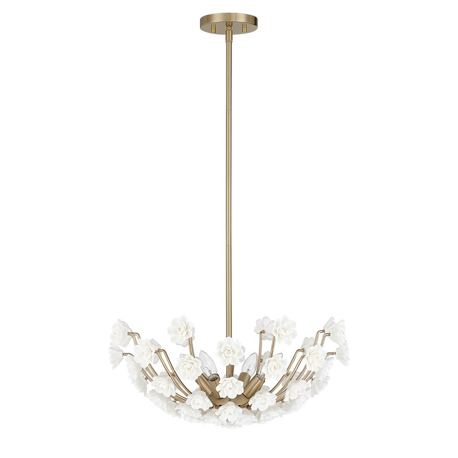 Savoy House Flores 4 Lt Chandelier, Noble Brass