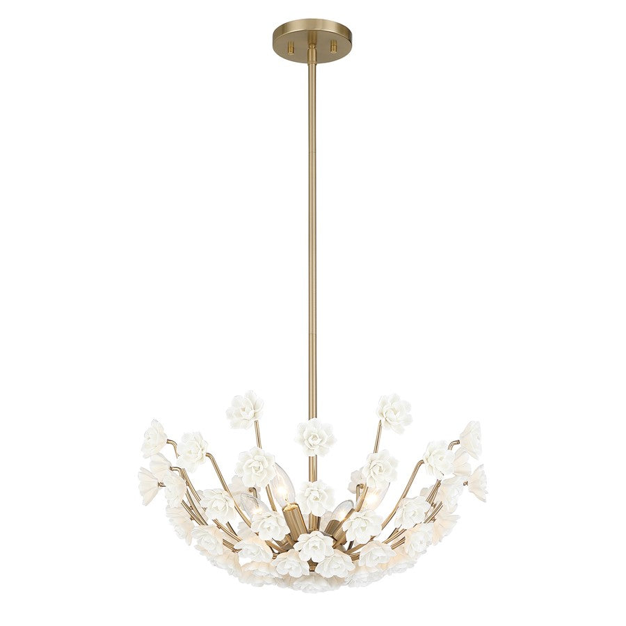 Savoy House Flores 4 Lt Chandelier, Noble Brass