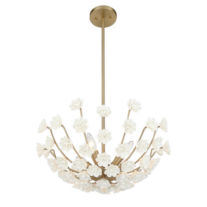 Savoy House Flores 4 Lt Chandelier, Noble Brass
