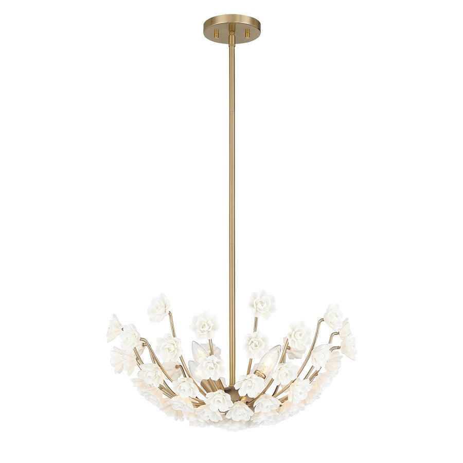 Savoy House Flores 4 Lt Chandelier, Noble Brass