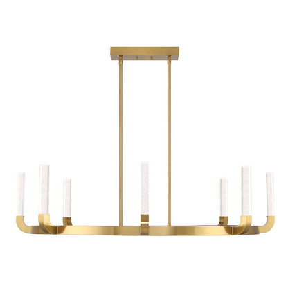 8 Light LED Chandelier, Warm Brass