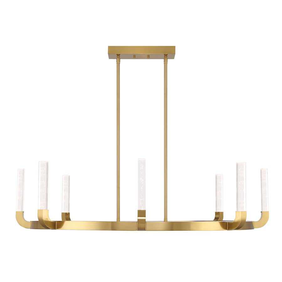 8 Light LED Chandelier, Warm Brass
