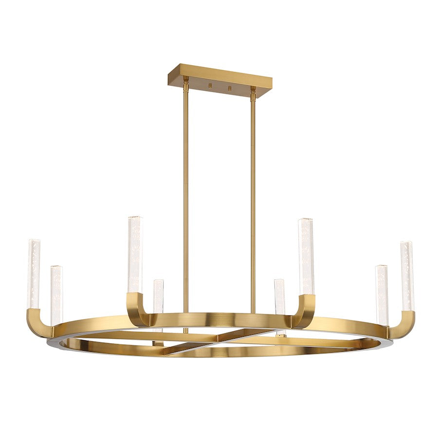 8 Light LED Chandelier, Warm Brass