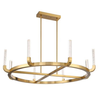 8 Light LED Chandelier, Warm Brass