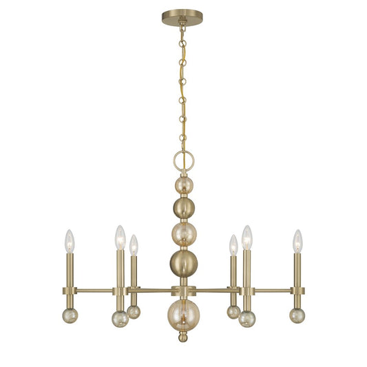 Savoy House Crescent 6 Lt 30" Chandelier, Noble Brass