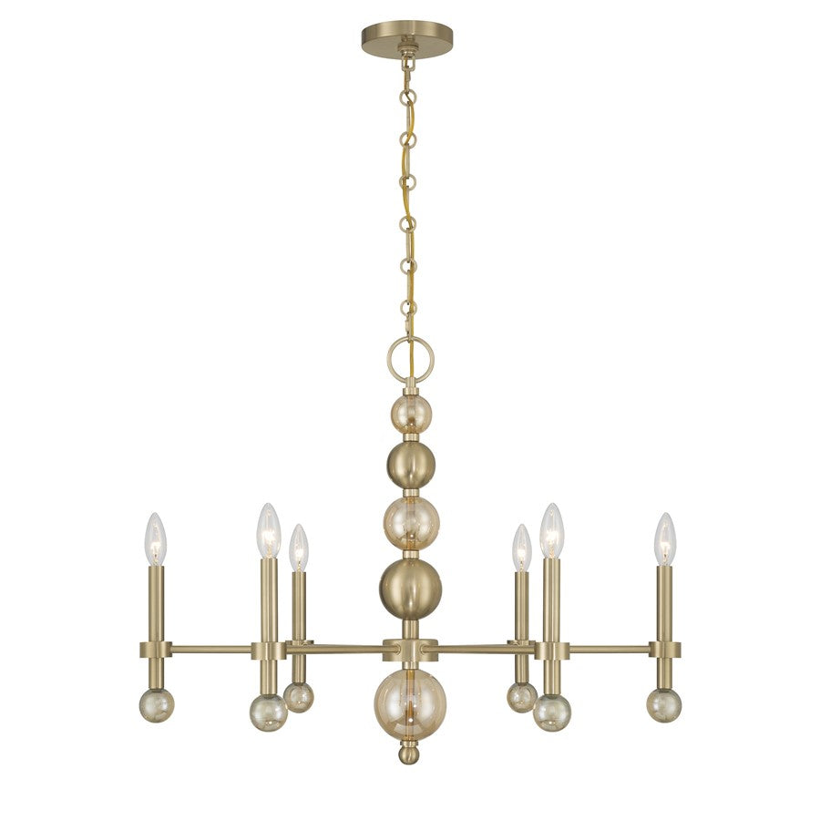 Savoy House Crescent 6 Lt 30" Chandelier, Noble Brass