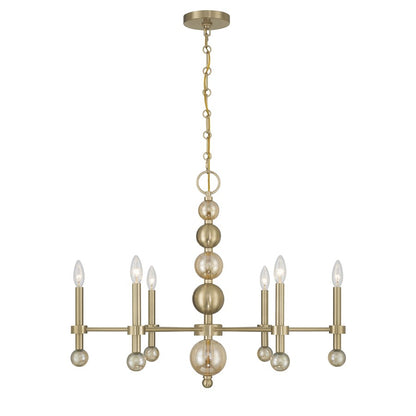 Savoy House Crescent 6 Lt 30" Chandelier, Noble Brass