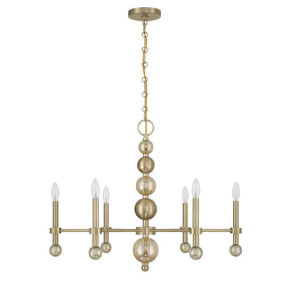 Savoy House Crescent 6 Lt 30" Chandelier, Noble Brass