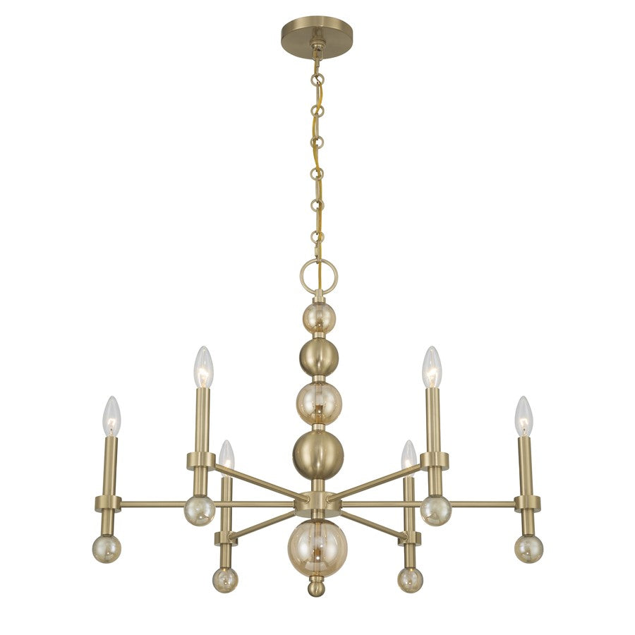 Savoy House Crescent 6 Lt 30" Chandelier, Noble Brass