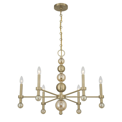Savoy House Crescent 6 Lt 30" Chandelier, Noble Brass