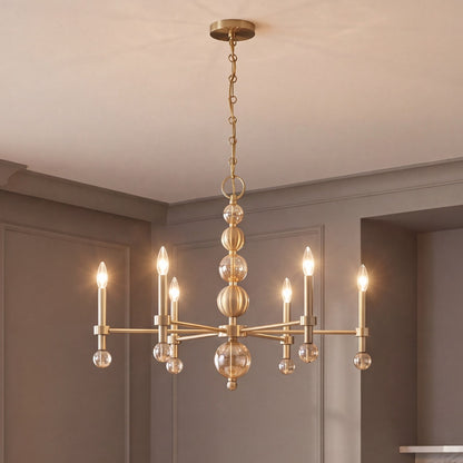 Savoy House Crescent 6 Lt 30" Chandelier, Noble Brass