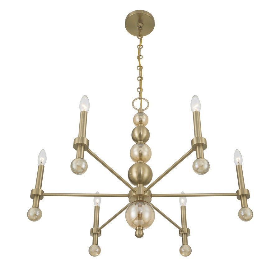 Savoy House Crescent 6 Lt 30" Chandelier, Noble Brass