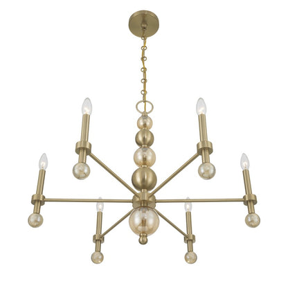 Savoy House Crescent 6 Lt 30" Chandelier, Noble Brass