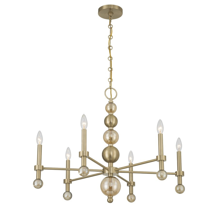 Savoy House Crescent 6 Lt 30" Chandelier, Noble Brass