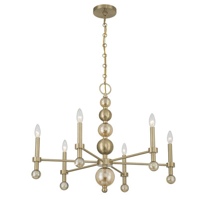 Savoy House Crescent 6 Lt 30" Chandelier, Noble Brass