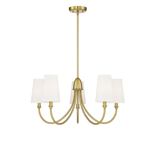 5 Light Chandelier, Warm Brass
