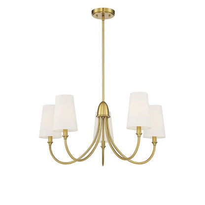 5 Light Chandelier, Warm Brass