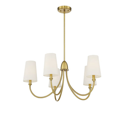 5 Light Chandelier, Warm Brass