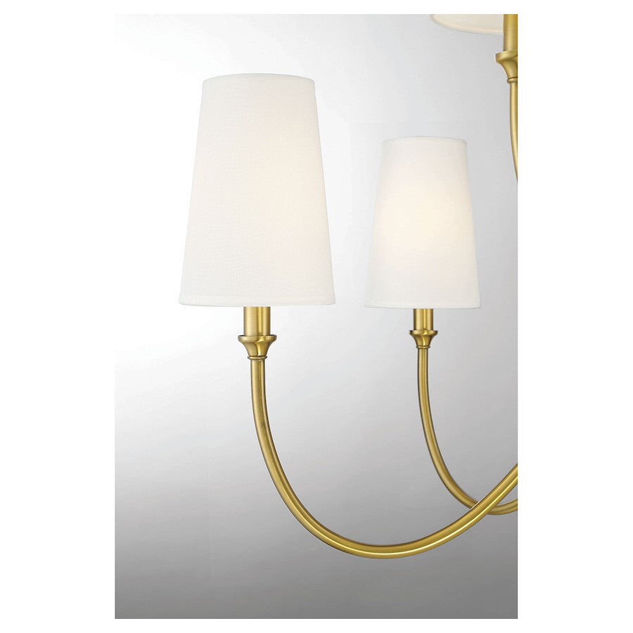 5 Light Chandelier, Warm Brass