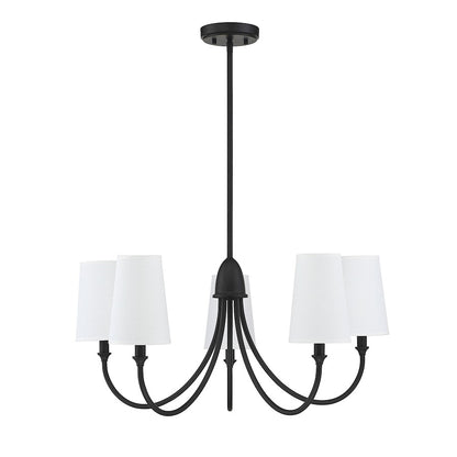 5 Light Chandelier, Matte Black