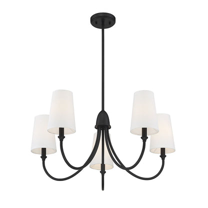 5 Light Chandelier, Matte Black