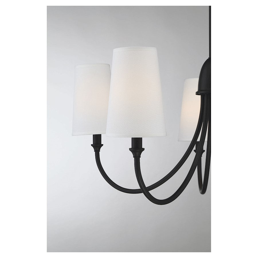 5 Light Chandelier, Matte Black