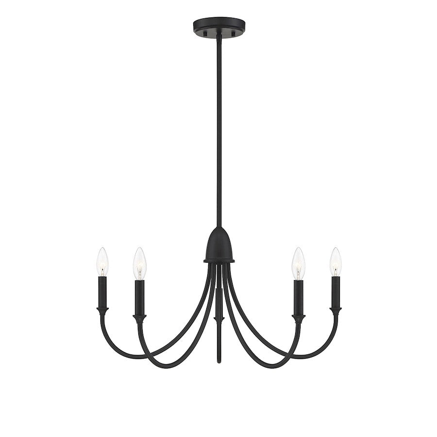 5 Light Chandelier, Matte Black