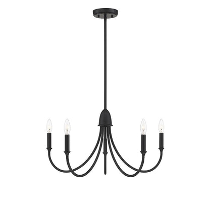 5 Light Chandelier, Matte Black