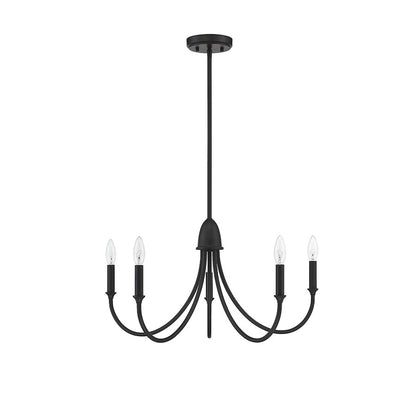 5 Light Chandelier, Matte Black