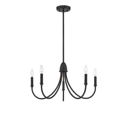 5 Light Chandelier, Matte Black