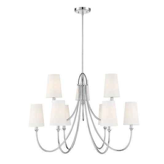 9 Light Chandelier, Polished Nickel