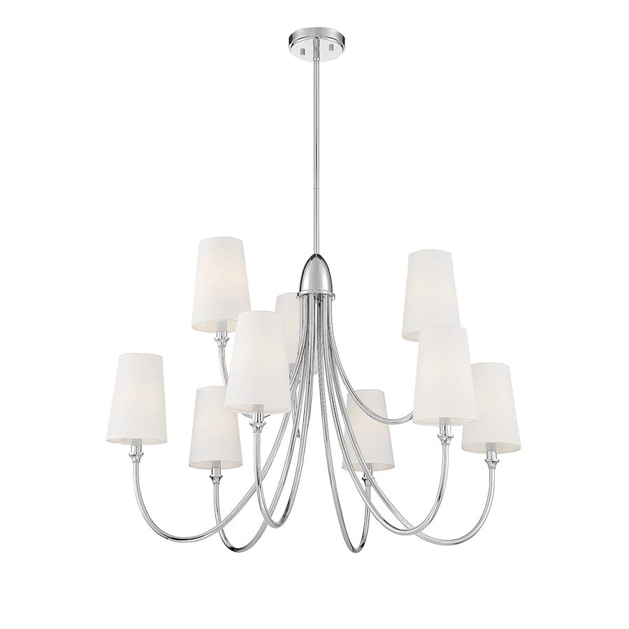 9 Light Chandelier, Polished Nickel