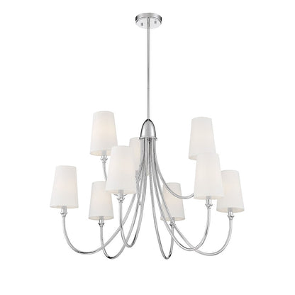 9 Light Chandelier, Polished Nickel