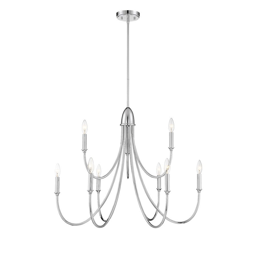 9 Light Chandelier, Polished Nickel