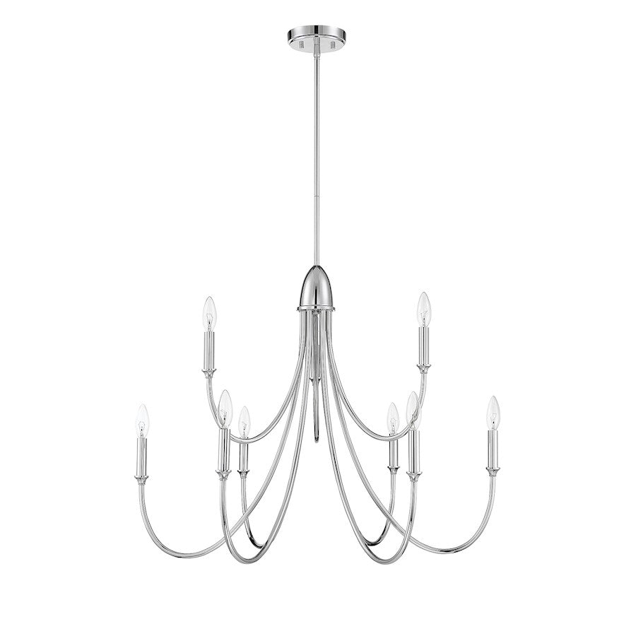 9 Light Chandelier, Polished Nickel