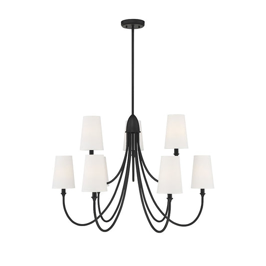 9 Light Chandelier, Matte Black