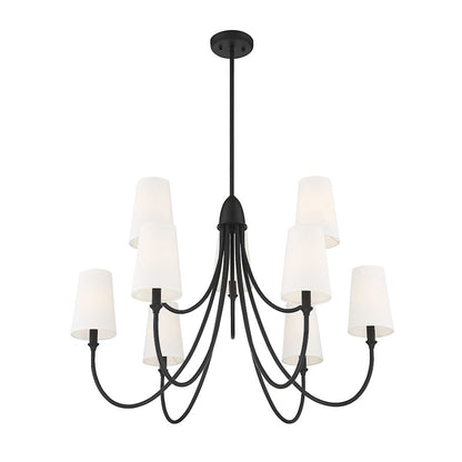 9 Light Chandelier, Matte Black