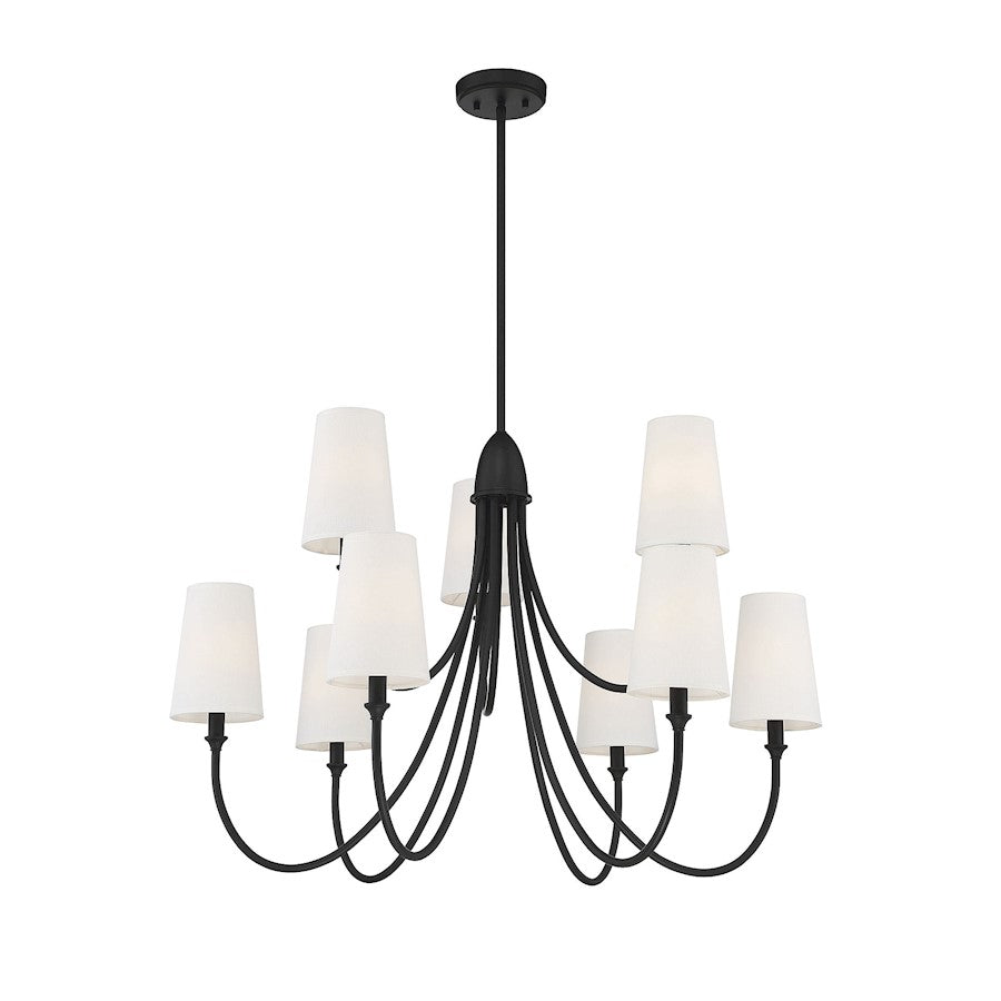 9 Light Chandelier, Matte Black