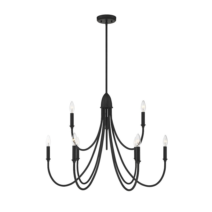 9 Light Chandelier, Matte Black