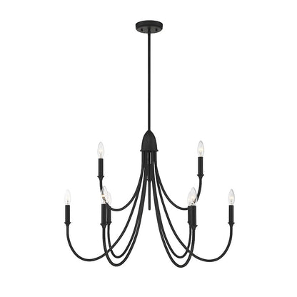 9 Light Chandelier, Matte Black