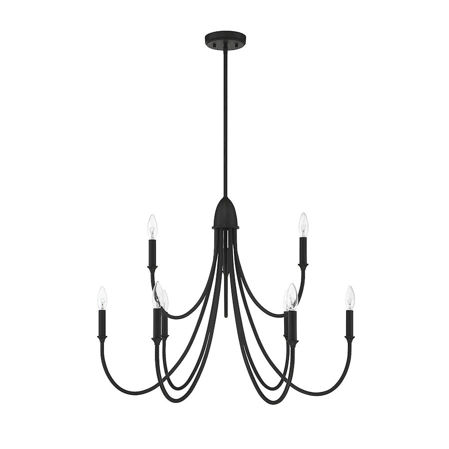 9 Light Chandelier, Matte Black