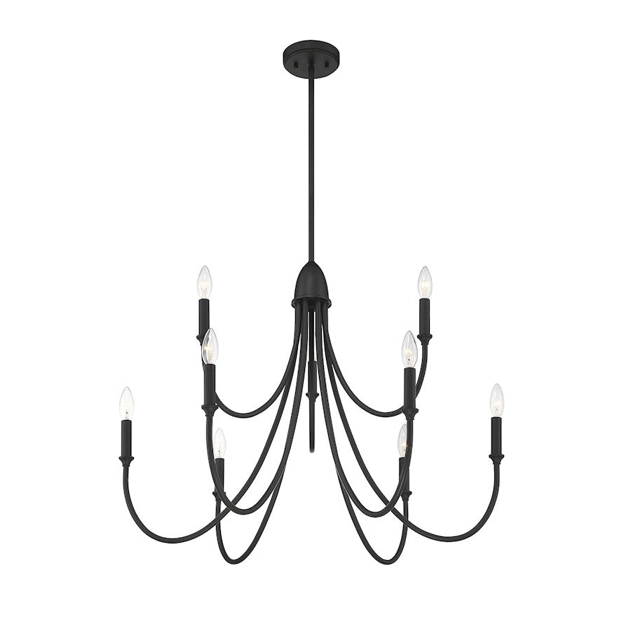 9 Light Chandelier, Matte Black