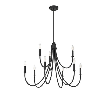 9 Light Chandelier, Matte Black