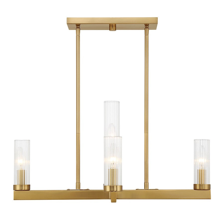 5 Light Chandelier, Warm Brass