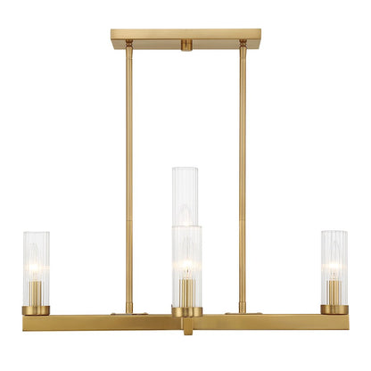 5 Light Chandelier, Warm Brass