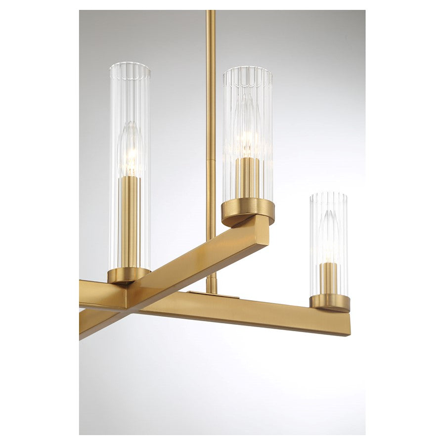 5 Light Chandelier, Warm Brass